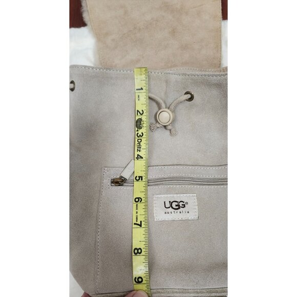 Women's UGG AUSTRALIA beige Suede Shearling Mini Backpack - Picture 11 of 14